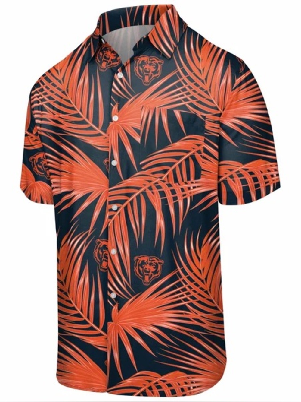 Chicago Bears NFL Hawaiian-Style Tropical Button-Up Shirt Orange/Navy - Unisex S